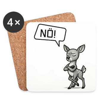Nö! Reh – Süßer Sturkopf sagt Nein Statement - Untersetzer (4er-Set) - Weiß - Vorne