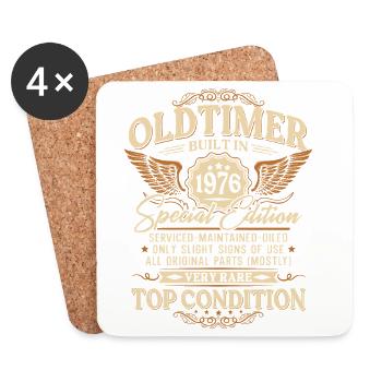 Oldtimer 1976 Jahrgang Vintage Geburtstag Geschenk - Untersetzer (4er-Set) - Weiß - Vorne