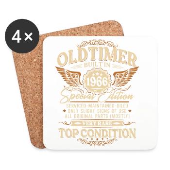 Oldtimer 1966 Jahrgang Vintage Geburtstag Geschenk - Untersetzer (4er-Set) - Weiß - Vorne