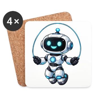 Seilspringen Roboter-Springer - Untersetzer (4er-Set) - Weiß - Vorne