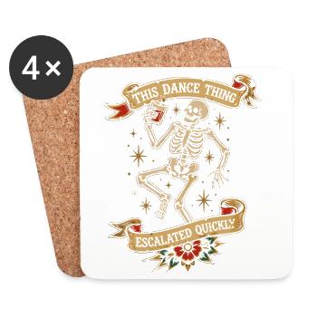 Skeleton Vintage Tattoo Dance Escalated Quickly - Coasters (set of 4) - white - Front