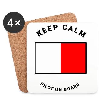 Amiral H - pilote à bord du navire pilote - Dessous de verre (lot de 4) - blanc - Devant