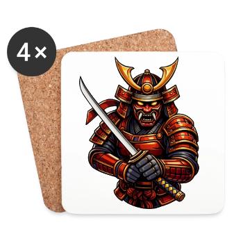 Martial Arts Samurai with Sword - Coasters (set of 4) - white - Front