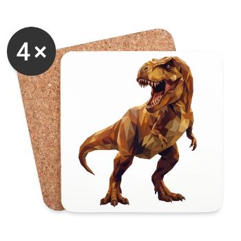 Geometrische T-Rex-Dinosaurier-Low-Poly-Erdtöne - Untersetzer (4er-Set) - Weiß - Vorne