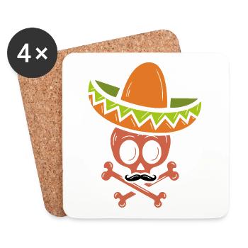 Sombrero Skull & Crossbones - Untersetzer (4er-Set) - Weiß - Vorne