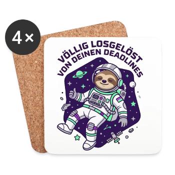 Astronaut Faultier Deadline Weltraum Design - Untersetzer (4er-Set) - Weiß - Vorne