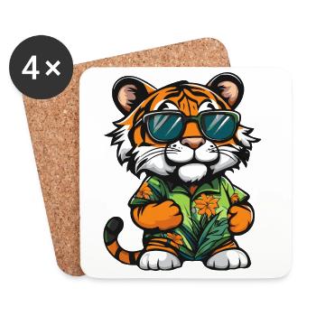 Tiger Comic Urlaub - Untersetzer (4er-Set) - Weiß - Vorne