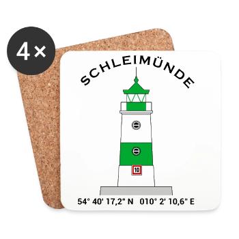 Leuchtturm Schleimünde - Segeln Nordsee Ostsee - Untersetzer (4er-Set) - Weiß - Vorne
