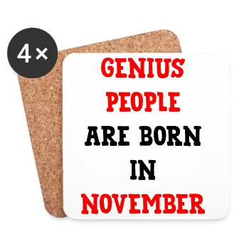 Anniversaire Naissance Génies de Novembre - Dessous de verre (lot de 4) - blanc - Devant