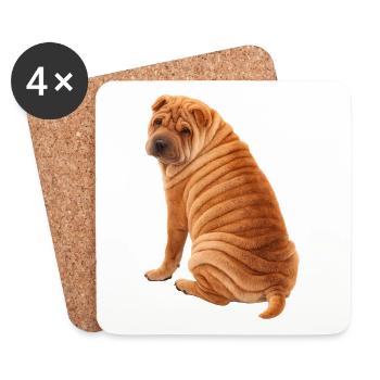 Sitzende Shar Pei - Untersetzer (4er-Set) - Weiß - Vorne