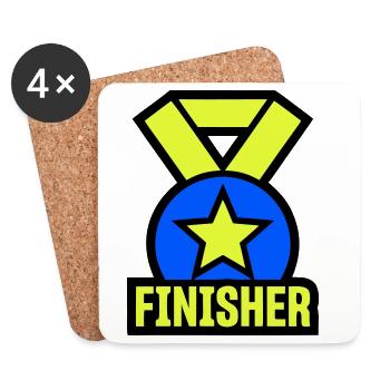 Stolzer Finisher Medaille Stern - Untersetzer (4er-Set) - Weiß - Vorne