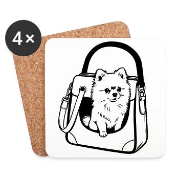 Chien de Poméranie - Dessous de verre (lot de 4) - blanc - Devant