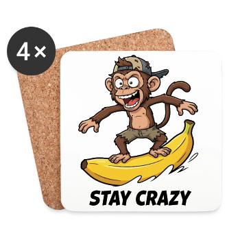 Le singe surfeur de bananes - Dessous de verre (lot de 4) - blanc - Devant