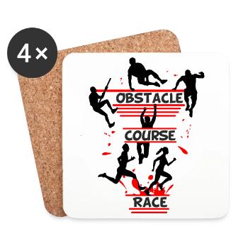 Hindernisparcours-Rennen – Full Action Silhouette - Untersetzer (4er-Set) - Weiß - Vorne