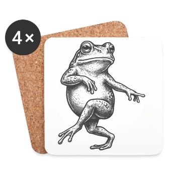 Verrückter Frosch - Untersetzer (4er-Set) - Weiß - Vorne