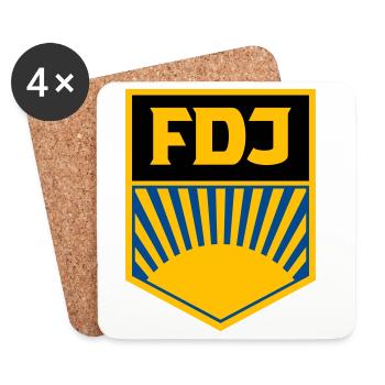 FDJ - Freie Deutsche Jugend (eckig, dreifarbig) - Untersetzer (4er-Set) - Weiß - Vorne