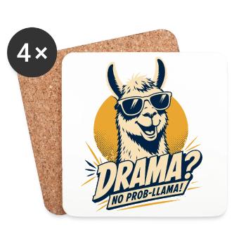 Drame : Humour de Llama - Dessous de verre (lot de 4) - blanc - Devant