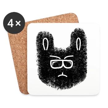 Nerd bunny with glasses - Coasters (set of 4) - white - Front