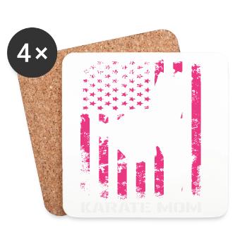 Karaté Mom USA Drapeau Arts Martiaux Maman Rose - Dessous de verre (lot de 4) - blanc - Devant