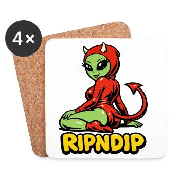 Fille démoniaque en sweat à capuche rouge - Dessous de verre (lot de 4) - blanc - Devant