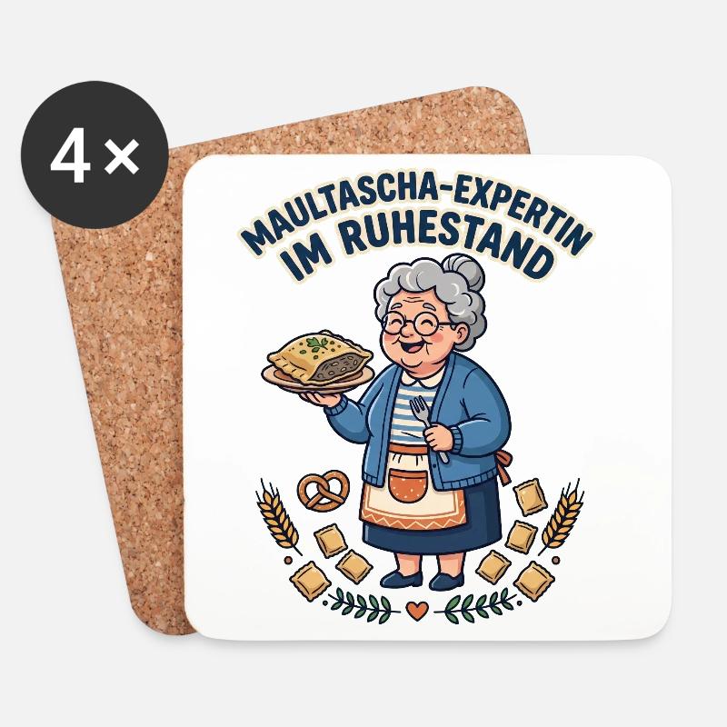 Schwäbische Maultaschen-Expertin im Ruhestand - Untersetzer (4er-Set) - Weiß