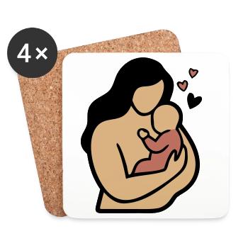 Mom Baby Hug Boho - Coasters (set of 4) - white - Front