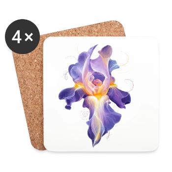 Glowing Iris Blossom Abstract Floral Motif - Coasters (set of 4) - white - Front