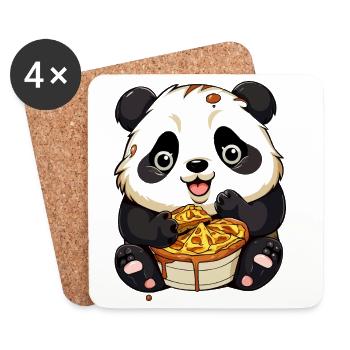Cuddly panda with waffle - Coasters (set of 4) - white - Front
