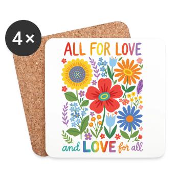 LGBTQ Pride Month - All For Love and Love For All - Coasters (set of 4) - white - Front