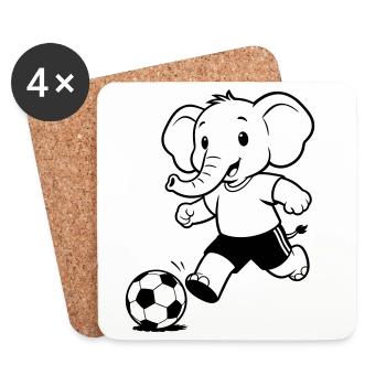 Elephant Football - Untersetzer (4er-Set) - Weiß - Vorne