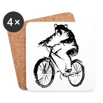 Bicycle Bear - Coasters (set of 4) - white - Front