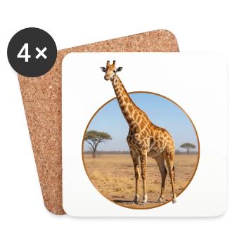 T-Shirt Design "Giraffe" - Coasters (set of 4) - white - Front