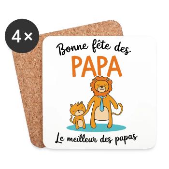 Bonne Fête des pères Papa Le meilleur des papas - Dessous de verre (lot de 4) - blanc - Devant