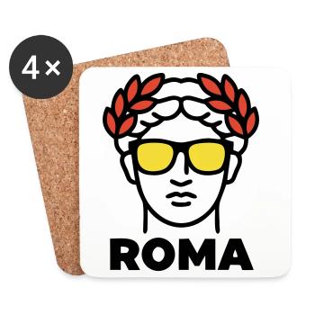 Rom Statue Sonnenbrille Italien Urlaub - Untersetzer (4er-Set) - Weiß - Vorne