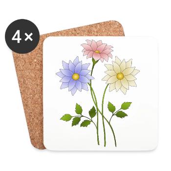 Fleur - Dessous de verre (lot de 4) - blanc - Devant