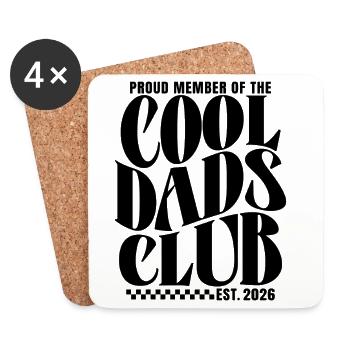 Club des papas cool - Cadeau pour futurs papas 2026 - Dessous de verre (lot de 4) - blanc - Devant