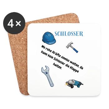 Schlosser T-Shirt Lustiges Geschenk Metallbau-Fans - Untersetzer (4er-Set) - Weiß - Vorne