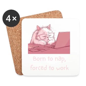 Sleepy_Cat - Dessous de verre (lot de 4) - blanc - Devant