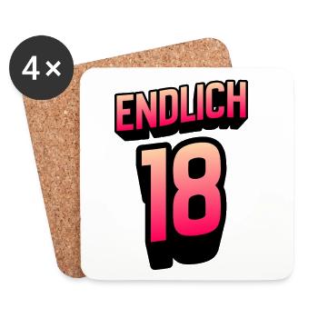 Endlich 18 Gradient Neon - Untersetzer (4er-Set) - Weiß - Vorne