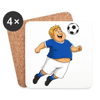 Un joueur de football qui saute vers le ballon - Dessous de verre (lot de 4) - blanc - Devant