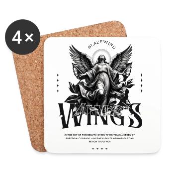 Black Angel Wings Gothic - Coasters (set of 4) - white - Front