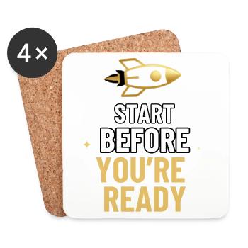 Commencez avant d’être prêt : mot inspirant sur la fusée - Dessous de verre (lot de 4) - blanc - Devant