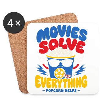 Movies Solve Everything Popcorn - Untersetzer (4er-Set) - Weiß - Vorne