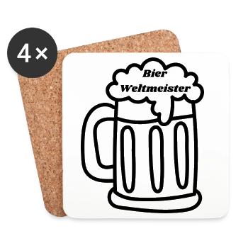 Bier Weltmeister - Untersetzer (4er-Set) - Weiß - Vorne