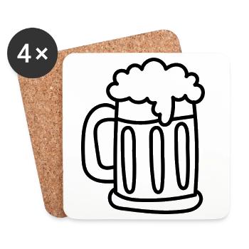 BIER-FAN – Chope de bière classique pour les connaisseurs - Dessous de verre (lot de 4) - blanc - Devant