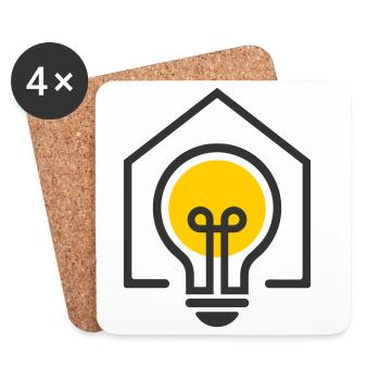 Electrician House Light Bulb Motif - Coasters (set of 4) - white - Front