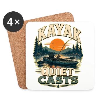 KAYAK QUIET CASTS Fishing - Coasters (set of 4) - white - Front