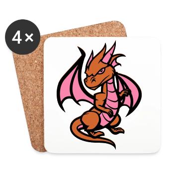 Kleiner Drachen - Untersetzer (4er-Set) - Weiß - Vorne