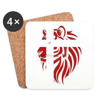 Dinamarca - Denmark - Tiger Flags - Coasters (set of 4) - white - Front