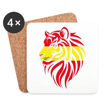 Espagne - Espagne - Drapeaux des tigres - Dessous de verre (lot de 4) - blanc - Devant